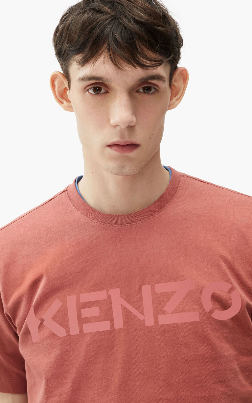 T Shirt Kenzo Logo Homme Rose Foncé | VCIX-51624